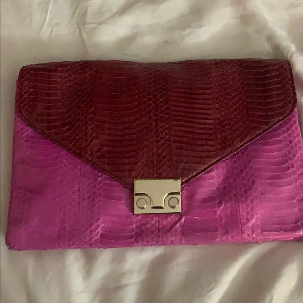 Loeffler Randall Pink and Red Clutch